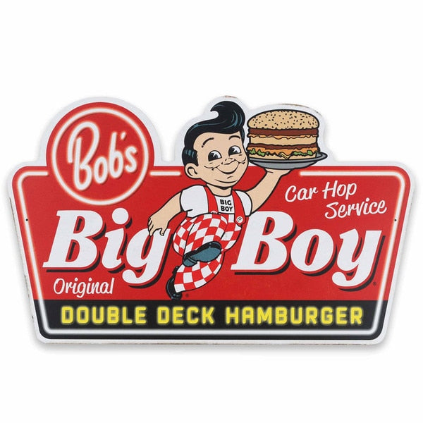 Bob's Big Boy Double Deck Hamburger Metal Sign